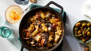 Baked Pasta with Sweet Potatoes, Radicchio and Hazelnuts