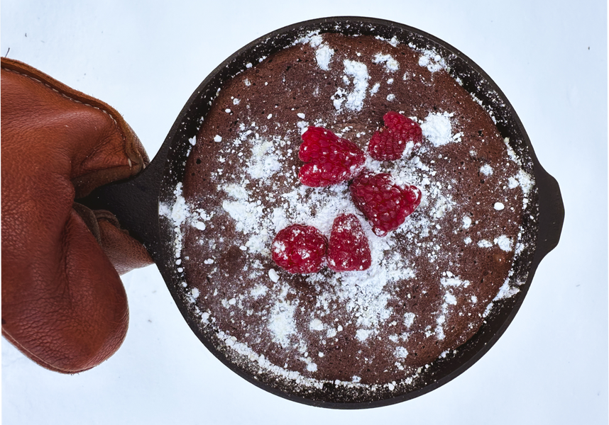 Cast Iron Raspberry Chocolate Lava Cakes