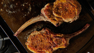 Cast Iron Tomahawk Pork Chops