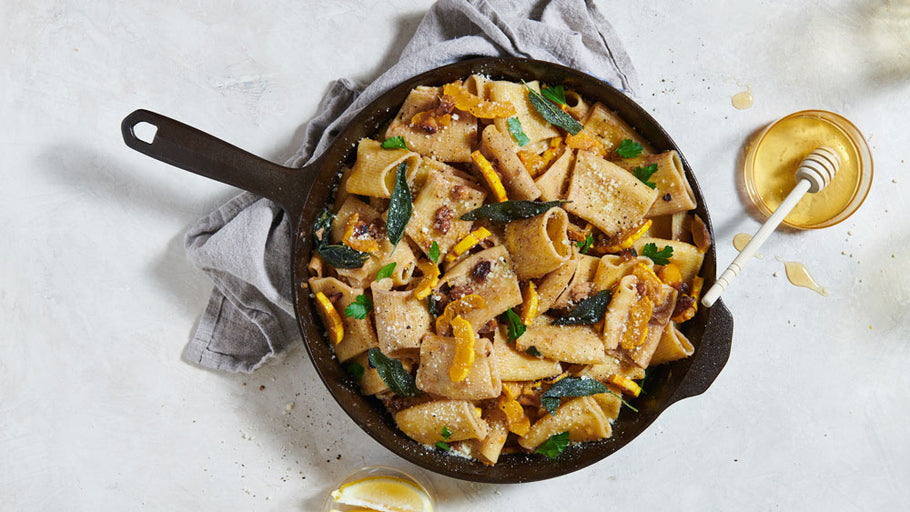 Paccheri with Delicata Squash, Brown Butter, Walnuts, and Sage