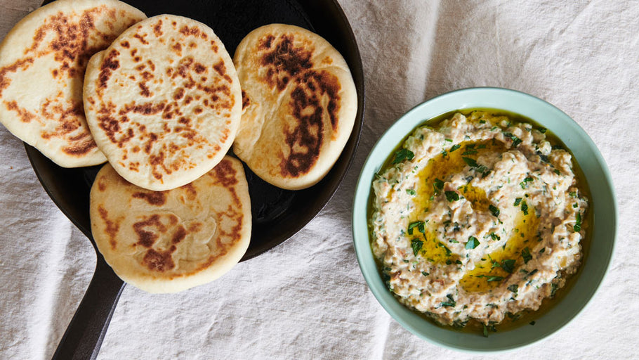 Skillet Pitas with Baba Ganoush